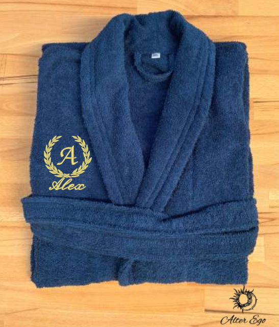Halat de baie premium personalizat cu initiala si nume unisex