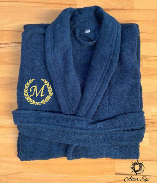 Halat de baie premium personalizat cu initiala unisex