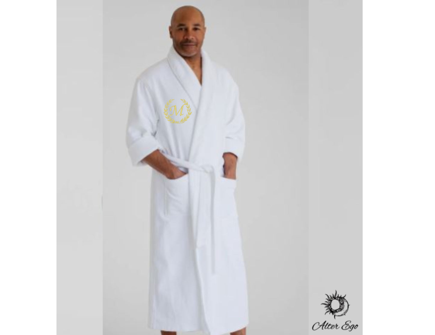 Halat de baie premium personalizat cu initiala unisex