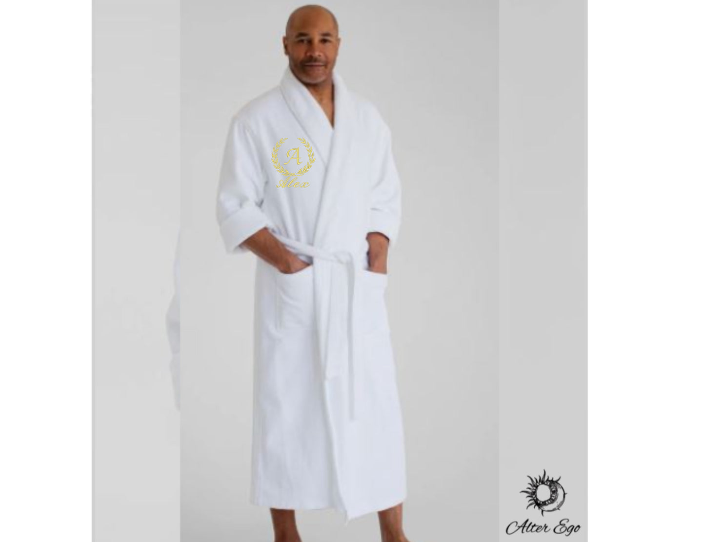 Halat de baie premium personalizat cu initiala si nume unisex