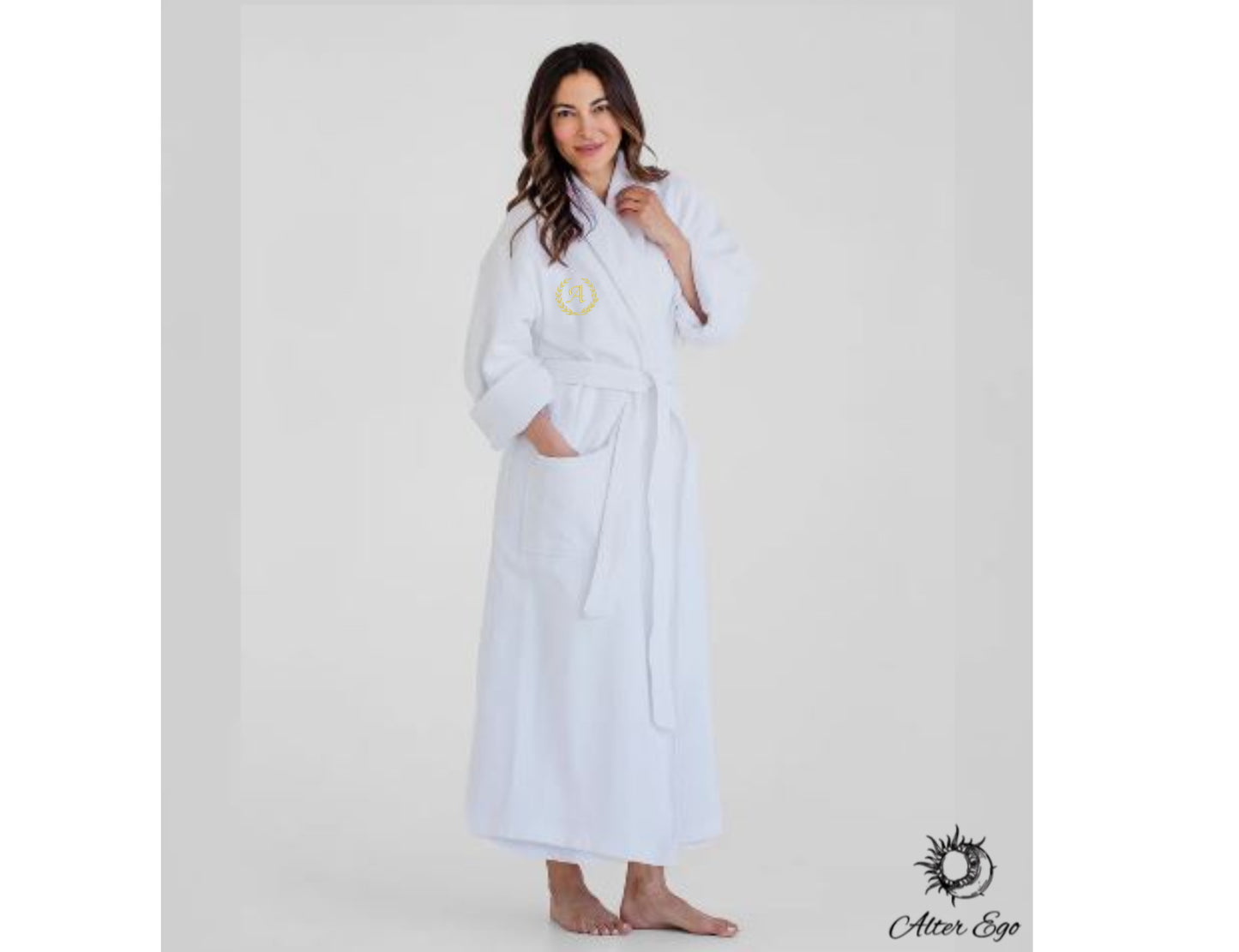 Halat de baie premium personalizat cu initiala femei