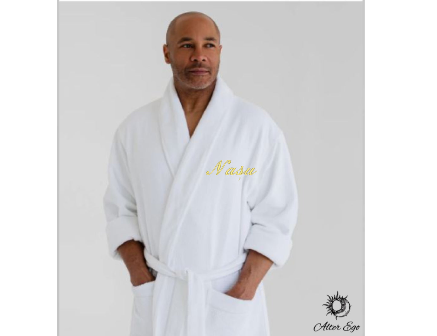 Halat de baie premium personalizat cu text unisex