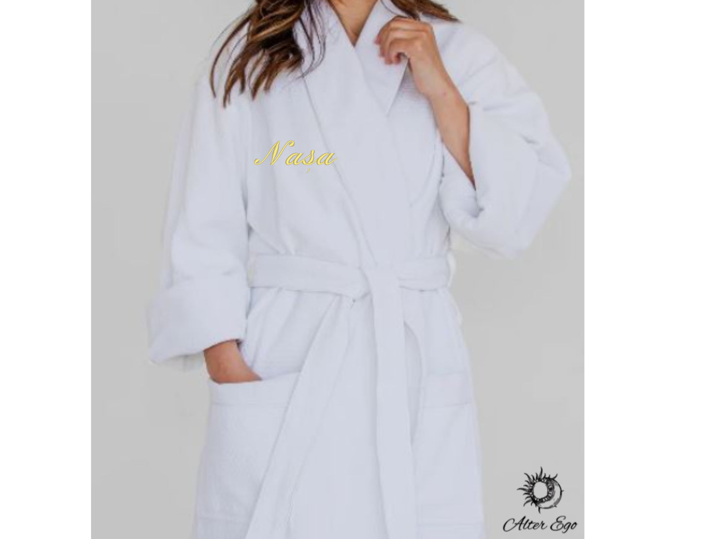 Halat de baie premium personalizat cu text unisex