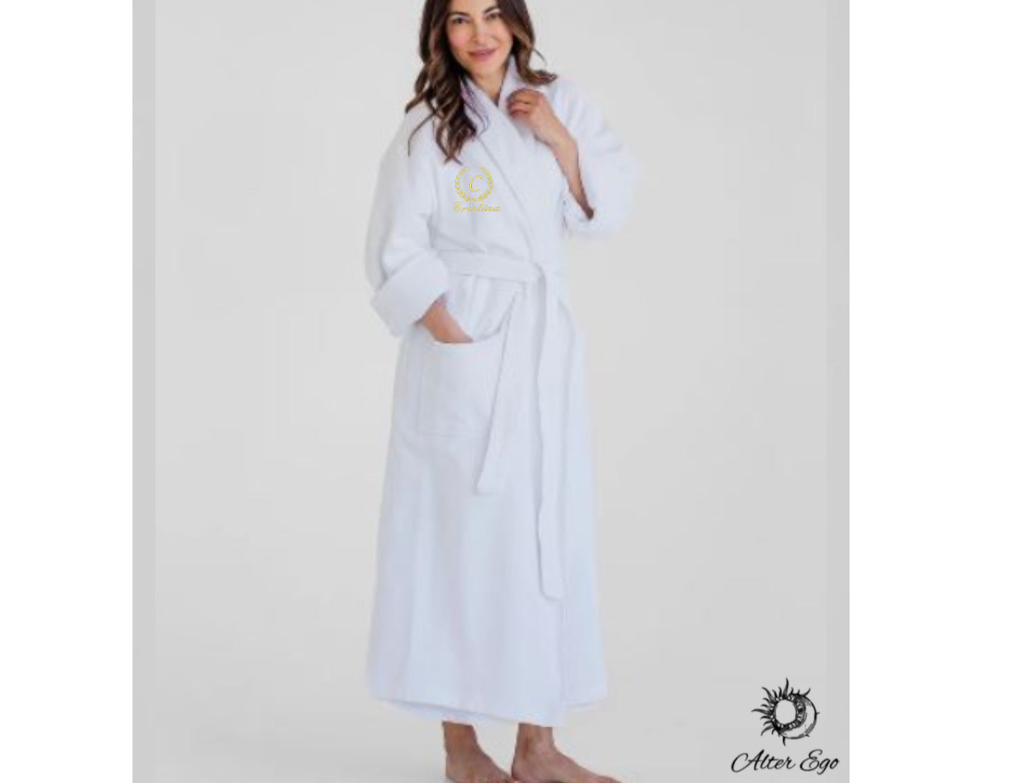 Halat de baie premium personalizat cu initiala si nume unisex