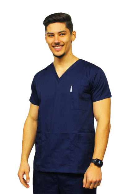 Halat medical personalizat prin broderie barbati  cu anchior in forma V si trei buzunare aplicate