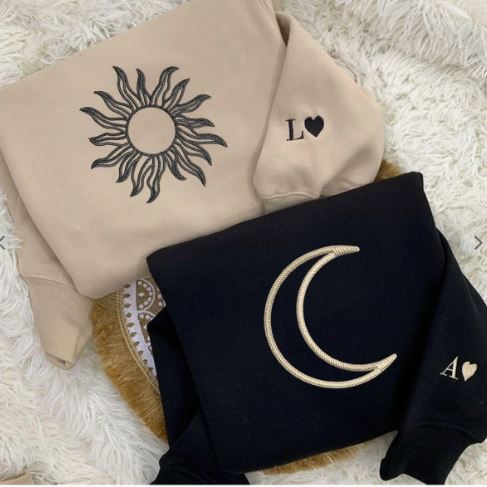 Set 2 hanorace cuplu Luna si Soare