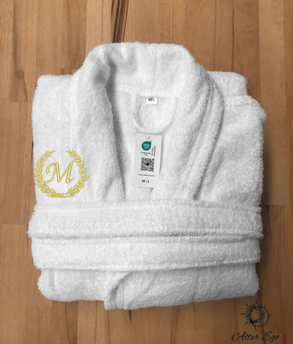 Halat de baie premium personalizat cu initiala femei