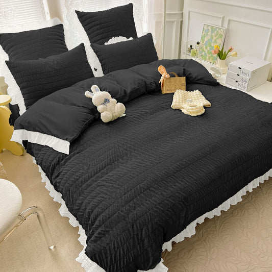 Lenjerie pat dublu, Creponata Deluxe, 6 piese