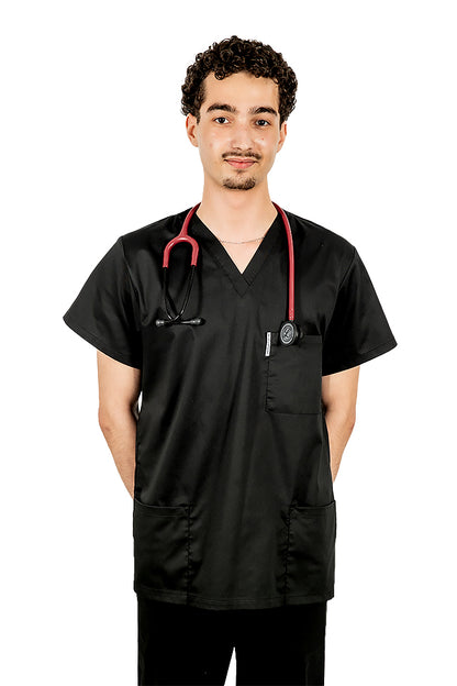 Halat medical personalizat prin broderie barbati  cu anchior in forma V si trei buzunare aplicate