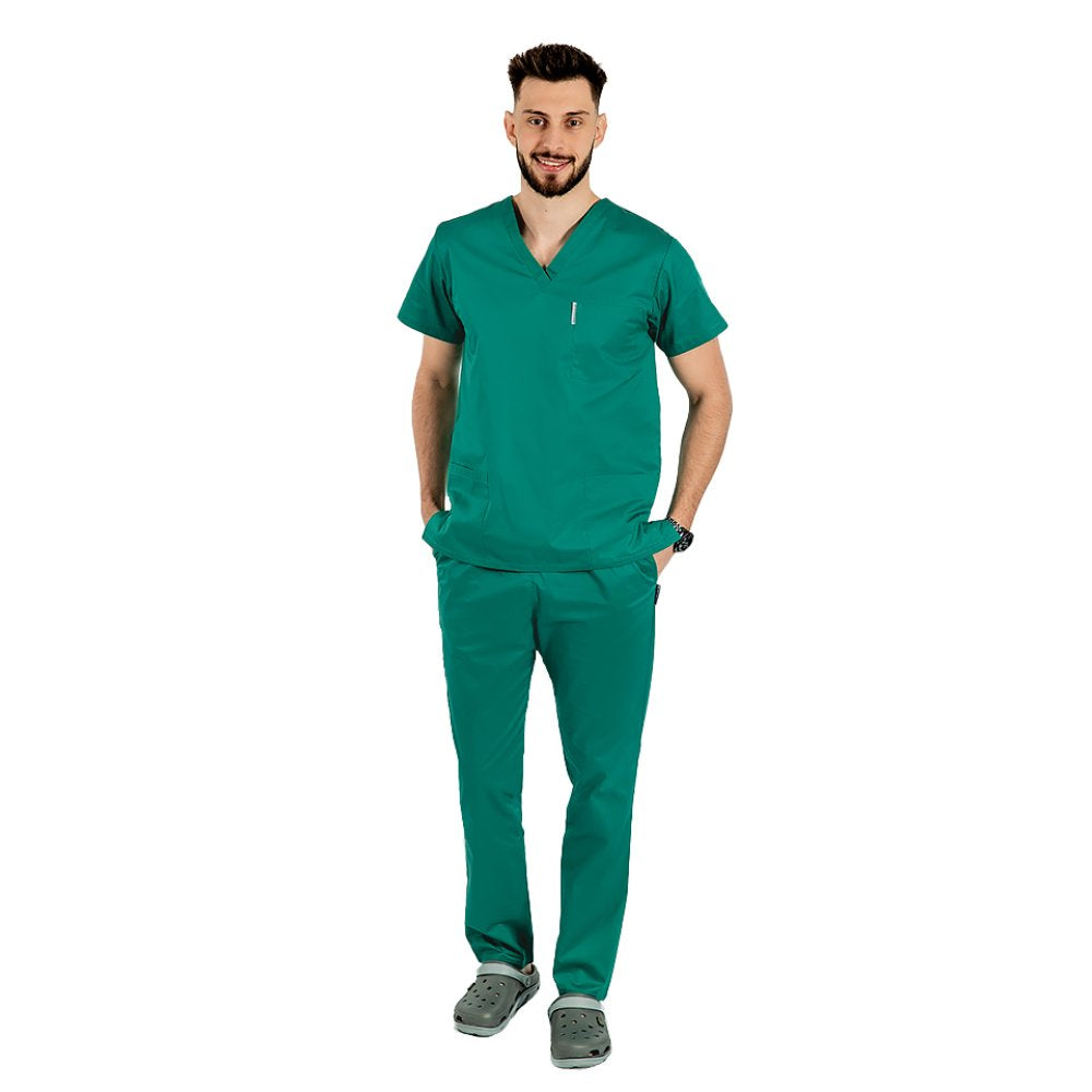 Costum medical personalizat prin broderie barbati grena unisex