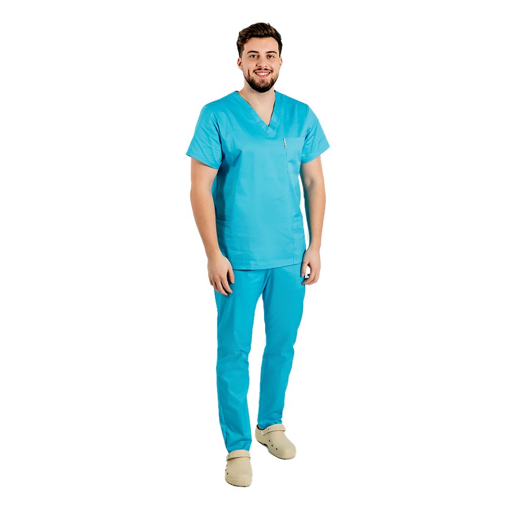 Costum medical personalizat prin broderie barbati grena unisex
