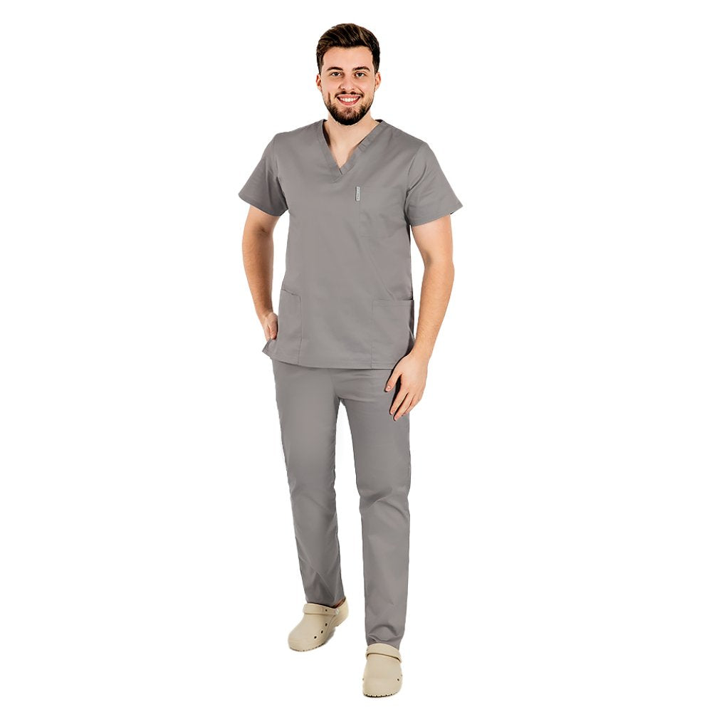 Costum medical personalizat prin broderie barbati grena unisex