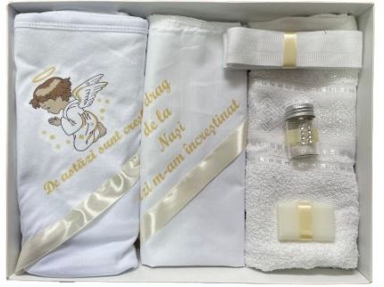 Trusou de botez, 6 piese cu Ingeras - Auriu